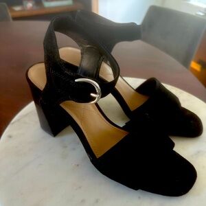 NYDJ 3” black stacked heel with suede upper